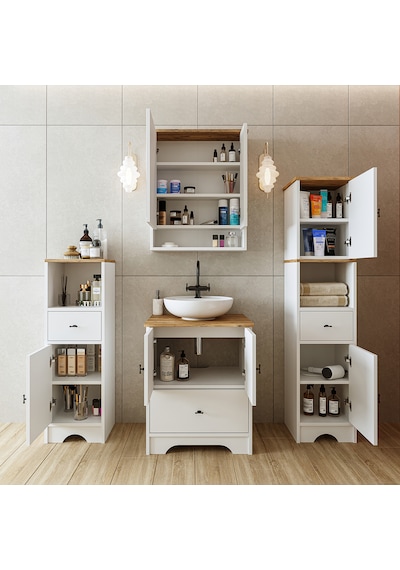 Lavabolu Banyo Dolabı Mat Beyaz Mdf 60 Cm Çekmeceli Banyo Dolabı Atlantik Çam - Beyaz Lavabolu Banyo Dolabı Mat Beyaz Mdf 60 Cm Çekmeceli Banyo Dolabı Atlantik Çam - Beyaz