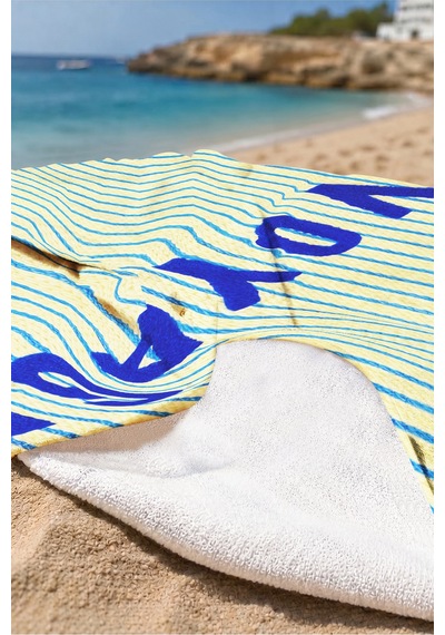 Çizgili Marine Yazı Detaylı Plaj Havlusu - Sarı Mavi Modern Nautical Hızlı Kuruyan Mikrofiber Havlu Uçuk Porselen Çizgili Marine Yazı Detaylı Plaj Havlusu - Sarı Mavi Modern Nautical Hızlı Kuruyan Mikrofiber Havlu Uçuk Porselen