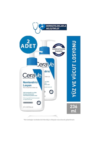 Cerave Kuru ve Çok Kuru Ciltler İçin Nemlendirici Yüz ve Vücut Losyonu 2 x 236 ML