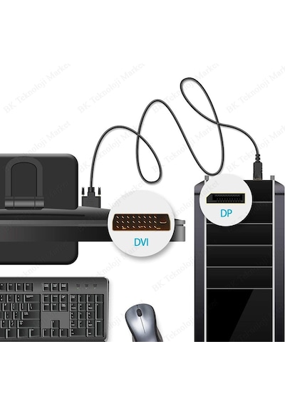 Yüksek Kalite Displayport To Dvi 24+1 Kablo - 1.8 Metre