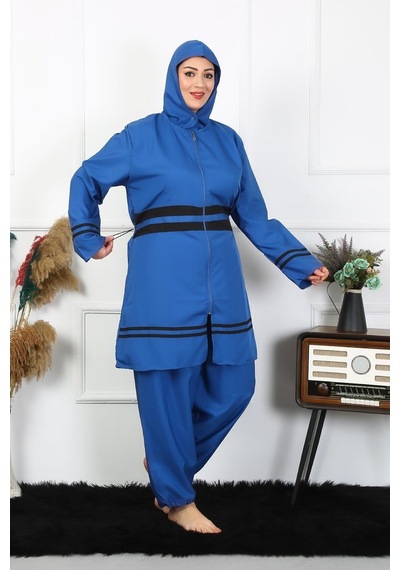 Akbeniz Büyük Beden Tesettür Mayo 7xl-8xl-9xl-10xl İndigo 55010-indigo İndigo