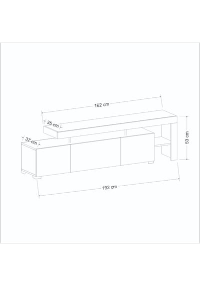 Beliz Modern Led Işıklı 3 Kapaklı, Raflı Tv Sehpası 192 Cm Sıcak Meşe/safir Meşe