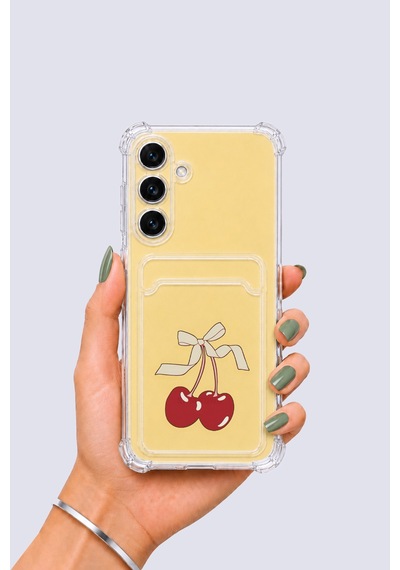 Samsung Galaxy Uyumlu S24 Fe Kartlıklı Kiraz Desenli Kılıf