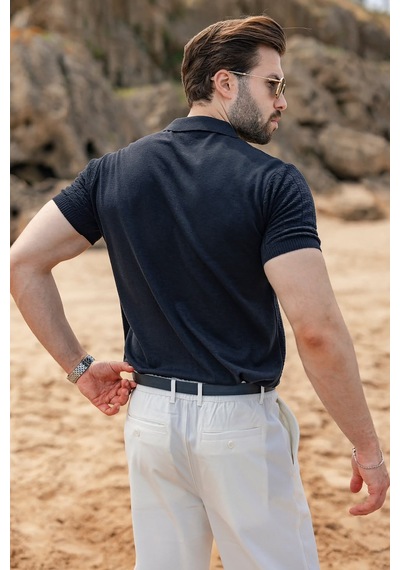 Madmext Antrasit Regular Fit Polo Yaka Triko Erkek Tişört E7503