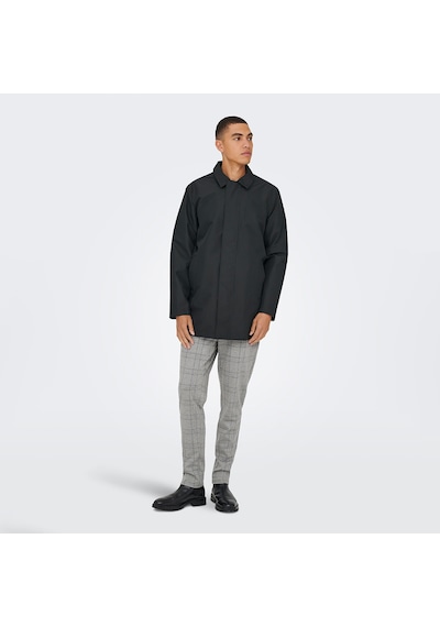 Only & Sons Only&sons Hall Coat Erkek Siyah Klasik Yaka Kaban Siyah