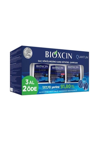 Bioxcin Quantum Bio Activ Yağlı Saçlar için Şampuan 3 x 300 ML