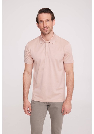Erkek Somon Polo Yaka Desenli T-shirt