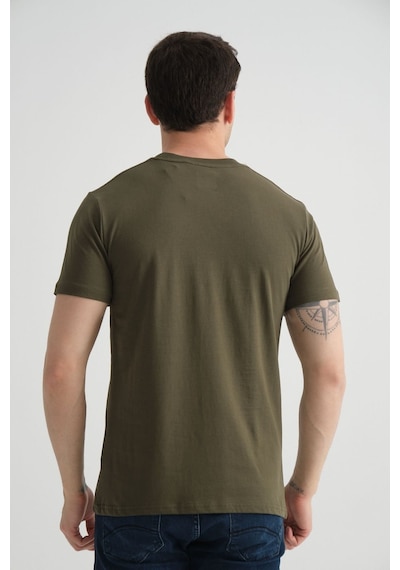 Shooter Sportwear Shooter Erkek T-shirt Minimal Baskılı Pamuklu Kumaş Standart Kalıp Haki