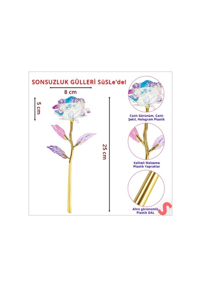Sonsuzluk Gülü, 25 Cm X 8cm - Hologram
