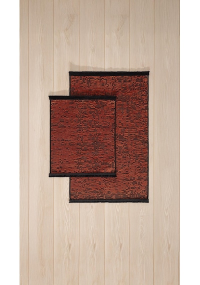 Rothi Pamuklu Kaymaz Taban Turuncu 2'li Banyo Paspas Seti 60x100 60x50cm Yıkanabilir Modern Şönil