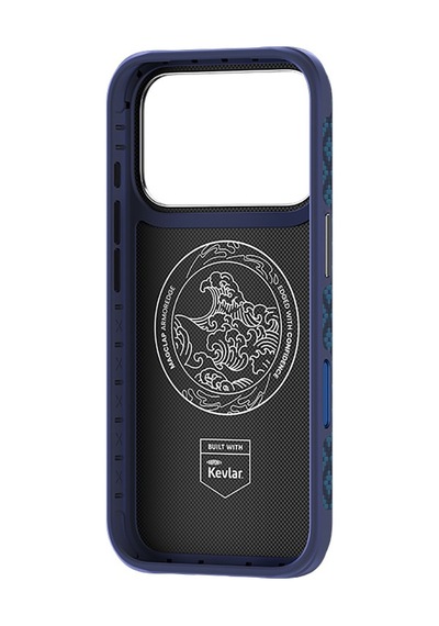 Apple Uyumlu iPhone 17 Pro Kılıf M-safeli Yükseltilmiş Çerçeveli Benks Armorgrid Armoredge X9 Kevlar Karbon Laciv Lacivert