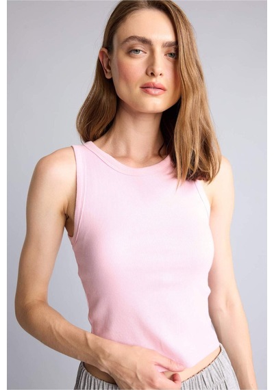 Defacto Pamuklu Slim Fit Fitilli Ribana Crop Atlet I0688ax26aupn441 Pembe-pn441