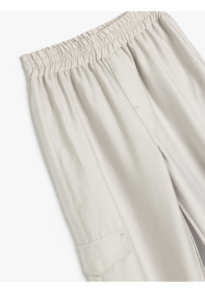 Koton Cep Detaylı Beli Lastikli Kargo Jogger Pantolon Gri 5wkg40082aw Gri