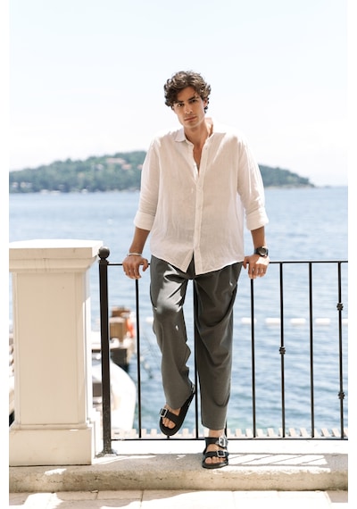 Mai Studios Co. Mai Collection Geaohrid Füme Erkek Pantolon Füme