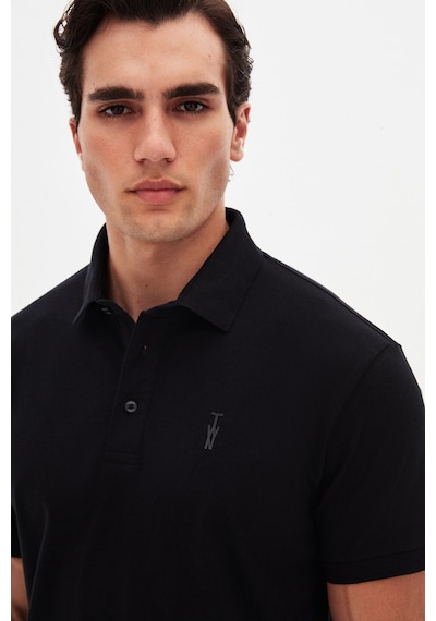 Twn Slim Fit Siyah Pike Dokulu T-shirt 4ec146011784m Siyah