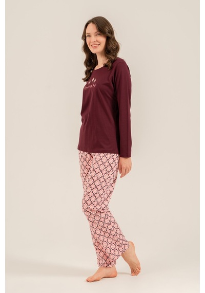 Arnetta Kadın Enjoy The Little Things Mor Uzun Kol Pijama Takım Ar3759-s-v1 Ar3759-s-v1