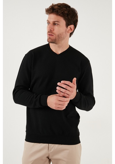 Buratti Pamuklu Regular Fit V Yaka Erkek Kazak 456202 V Siyah