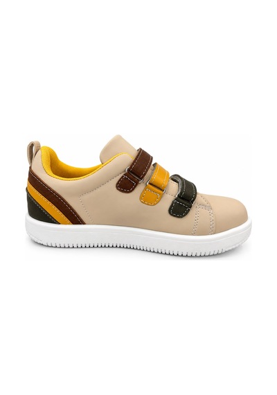 Papucumun Dünyası Çocuk Erkek/kız 3 Cırtlı Kolay Giyilir Ortopedik Işıklı Sneaker Tam Kalıp Krem