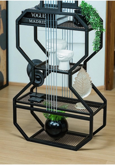 Siyah Metal Kitaplık Raflı Gitar Ünite Çok Amaçlı Düzenleyici
