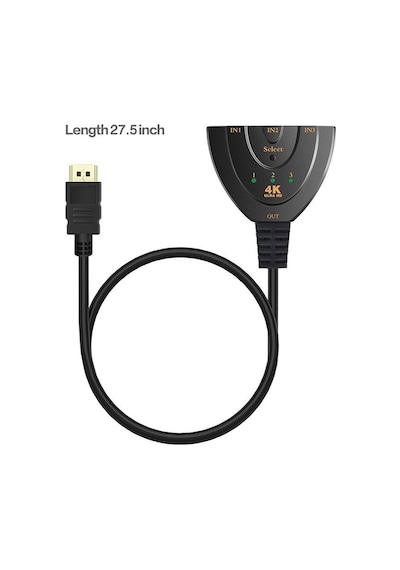Epazaravm 3 In1 Pigtail 50Cm Kablolu 4K 2160P Hdmi Switch 4K303B