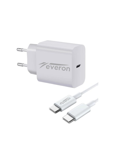 Apple Uyumlu iPhone 16 Pro İle Type C Şarj Adaptörü Type C To Type C Kablo Evr-01 Beyaz