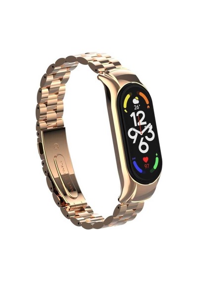 Xiaomi Mi Band 7 Uyumlu Krd-04 Metal Kordon Lofy Rose Gold