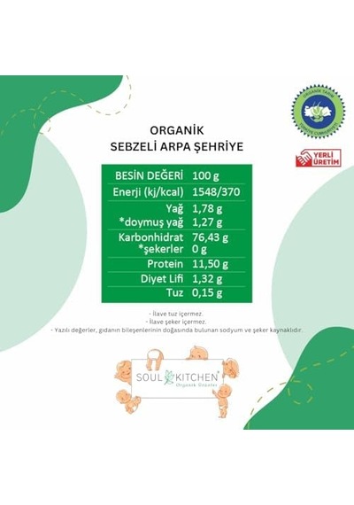 Organik Sebzeli Arpa Şehriye 300 G