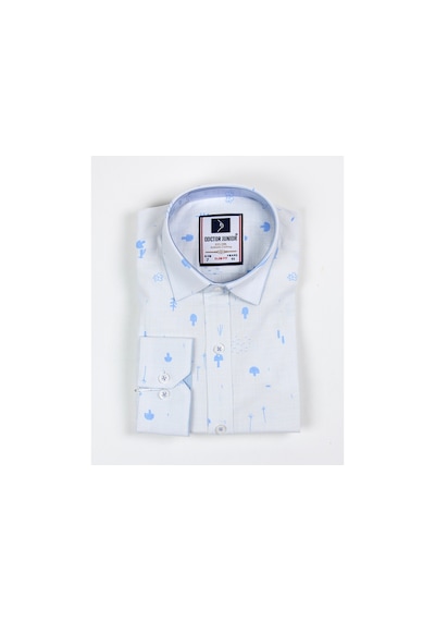Doctor Junior Erkek Çocuk Katlanır Kollu Slim Fit Gömlek Mavi