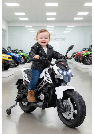 Motocross Cross Akülü Motor Akülü Araba Yeni Seri Babyhope 447 12v Beyaz
