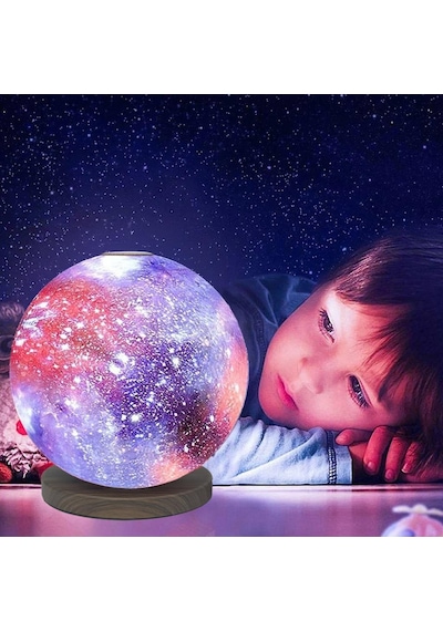 Quenlite Qc-426 Led Ay Gece Lambası Işık 3d Galaksi Dolunay Görünüm 15 Cm Çap Renkli Işık