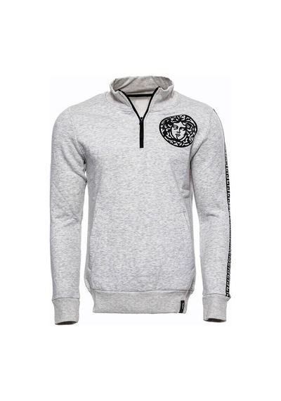 Wessi Gri Fermuarlı Baskılı Sweatshirt Gri