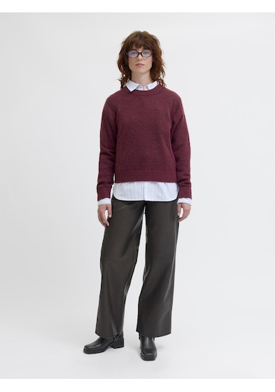 Jack & Jones Kadin Bisiklet Yaka Alpaka Yünlü Kazak - Evi - 12281702 Cabernet