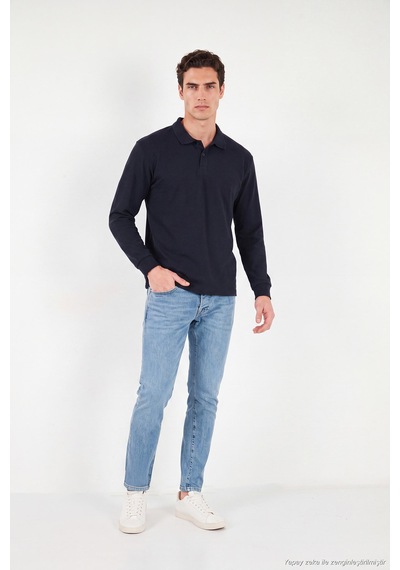 Buratti Pamuklu Düğmeli Polo Yaka Sweat Erkek Polo Yaka Sweat 5905838 Lacivert