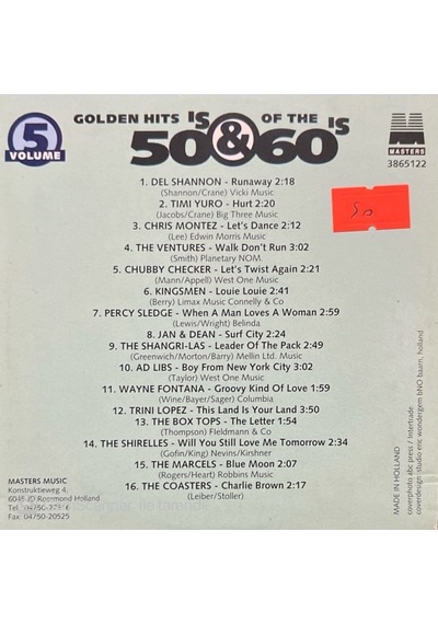 Plak Değildir Cd Dir Cd Golden Hits Of The 50's & 60's Volume 5