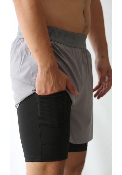 Nature The Brand Man Of Man Erkek Yazılı Astarlı Gri Şort Gri