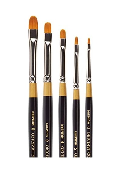5'li Set Premium Golden Taklon Boya Fırçaları, Kısa Filbert