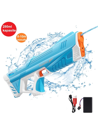 43cm Şarjlı Otomatik Dolum Hazneli Su Tabancası 8-10m Menzil Seri Atış Water Gun 1