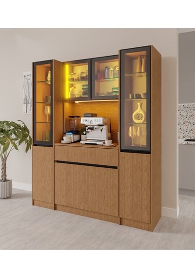 Bambu Maxi Komple Mdf Led Aydınlatmalı Kahve Köşesi Bambu Maxi Komple Mdf Led Aydınlatmalı Kahve Köşesi