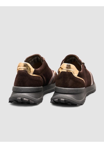 Monamae %100 Hakiki Süet Kahverengi Kadin Sneaker Kahverengi