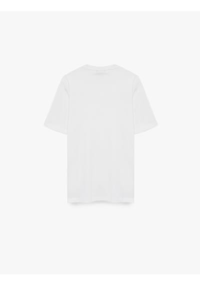Koton Regular Fit Bisiklet Yaka Pamuklu Baskılı Kısa Kollu Tişört Beyaz 6sam10024mk