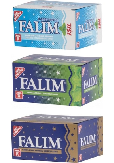 Falım Tekli Damla Sakızı + Nane + Karbonatlı Nane Aromalı Şekersiz Sakız 3 x 100'lü