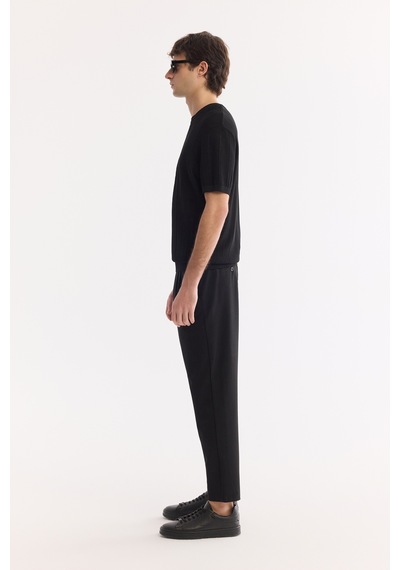 Avva Erkek Siyah Bisiklet Yaka Kolay Ütülenen Kırışmaz Regular Fit Triko T-shirt A61y5032