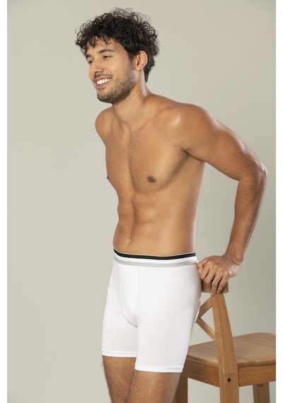 Erdem Beyaz Pamuk Elastan Uzun Boxer 1415 Beyaz