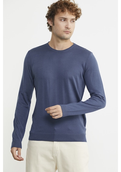 Sementa Erkek Sıfır Yaka Basic Triko Kazak - Indigo 001