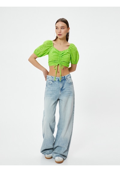 Koton Balon Kol Crop Bluz Fistolu Önden Bağlama Detaylı Büzgülü Astarlı Sarı 3sal60229ıw Sarı Koton Balon Kol Crop Bluz Fistolu Önden Bağlama Detaylı Büzgülü Astarlı Sarı 3sal60229ıw Sarı