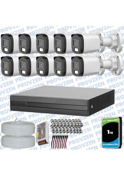Provzen Dahua 10 Kameralı Full Hd Fullcolor Mikrofonlu Güvenlik Kamerası