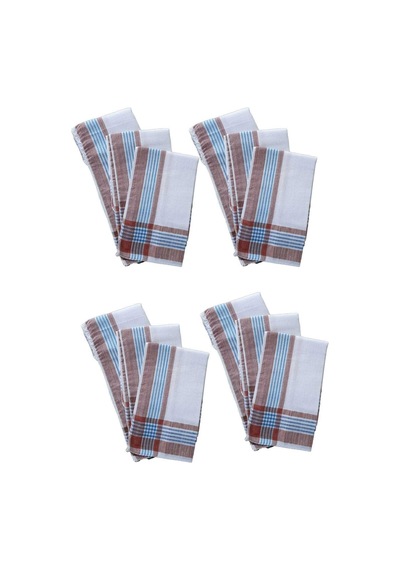 Mira Home 12 Li El Cep Yaka Kumaş Mendil 30x30 Cm 100 Pamuklu Şah - Renk: Kahve Kahverengi