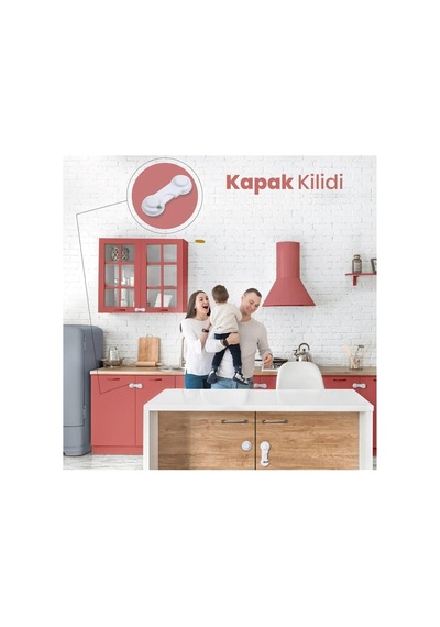 4 Adet Dolap Kapak Çekmece Kilidi Çocuk Bebek Güvenliği Emniyeti Çift Taraflı Bantlı Kolay Montaj, Tek Ebat Çok Renkli