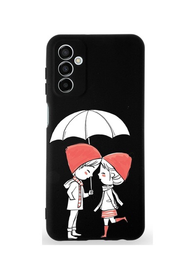 Samsung Galaxy M34 Uyumlu Lansman Kılıf Aşk Tasarımlı Içi Kadife Kapak-siyah Çok Renkli