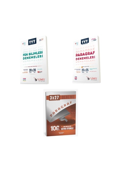 2027 2027 Limit Tyt X Fen Bilimleri 20 20 + Tüm Dersler Msü Kpss Dgs Paragraf 25 25 Deneme + Ankapade 3'lü Set